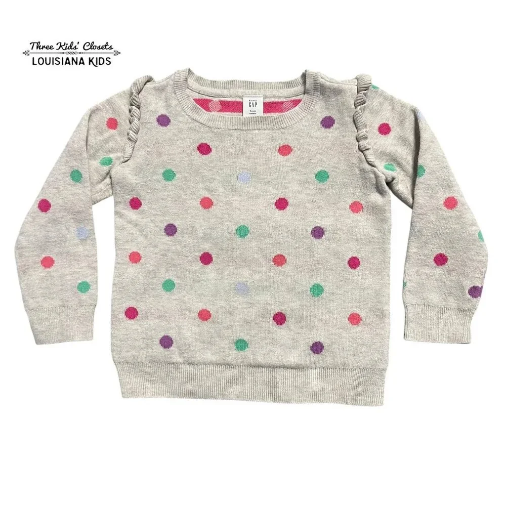 Baby Gap 3Y Colorful Polkadots & Ruffles Sweater